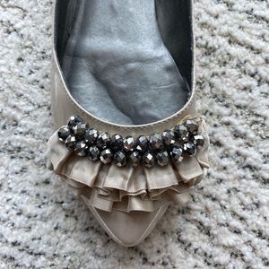 Size 7 Guess flats with beading and satin ruffle